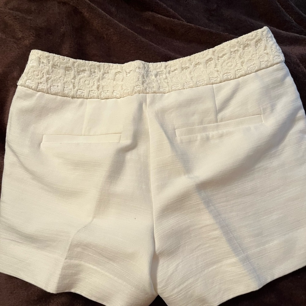 LOFT Cream High Waist Textured Shorts - Picture 2 of 3